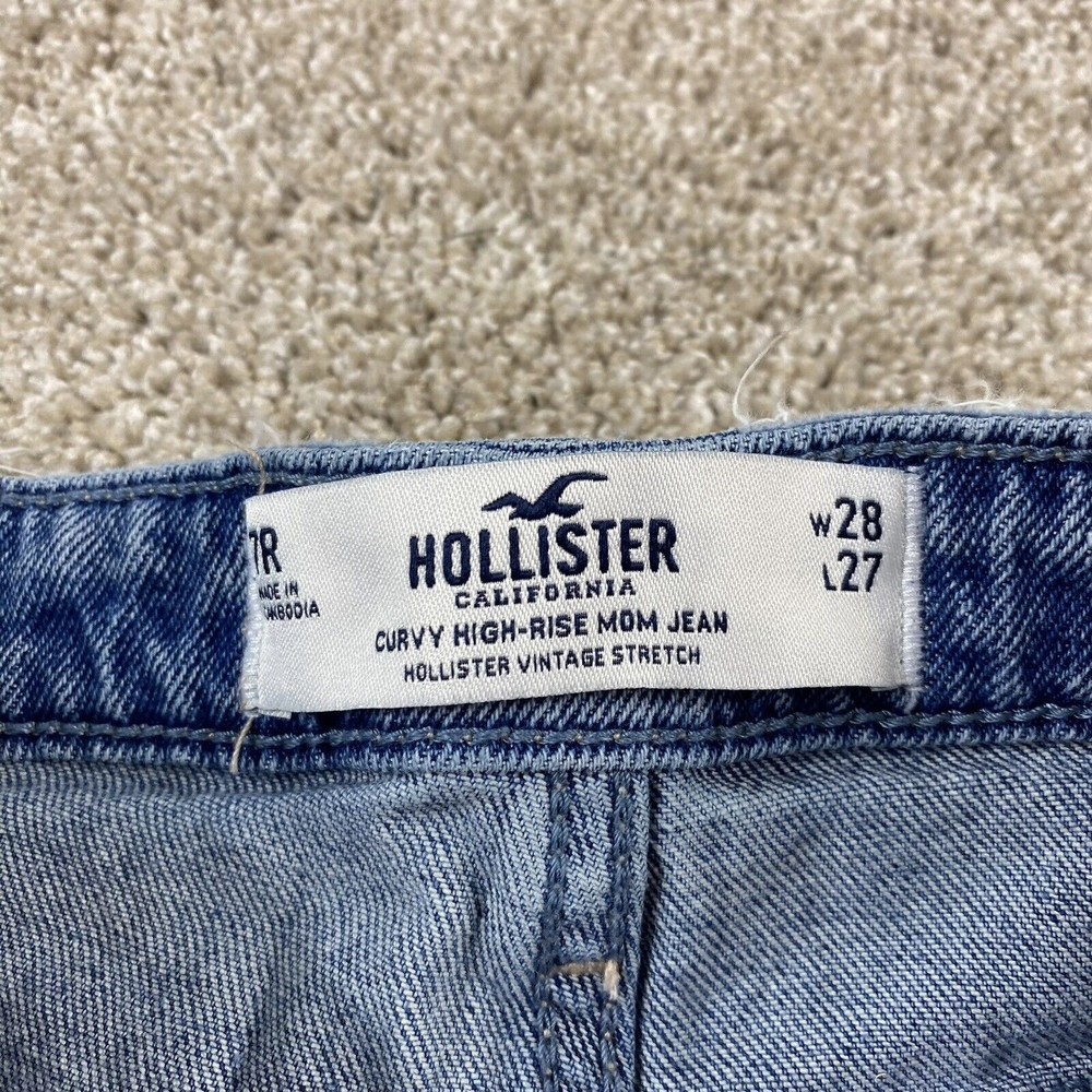 Hollister Womens Mom Jean Curvy High Rise 7 x 25 Distressed Destroyed - Picture 2 of 8